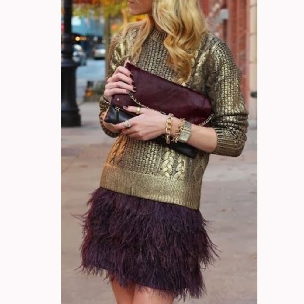 💥STUNNING💥Ralph Lauren Collection Gold Foil Cable Knit Sweater in Metallic